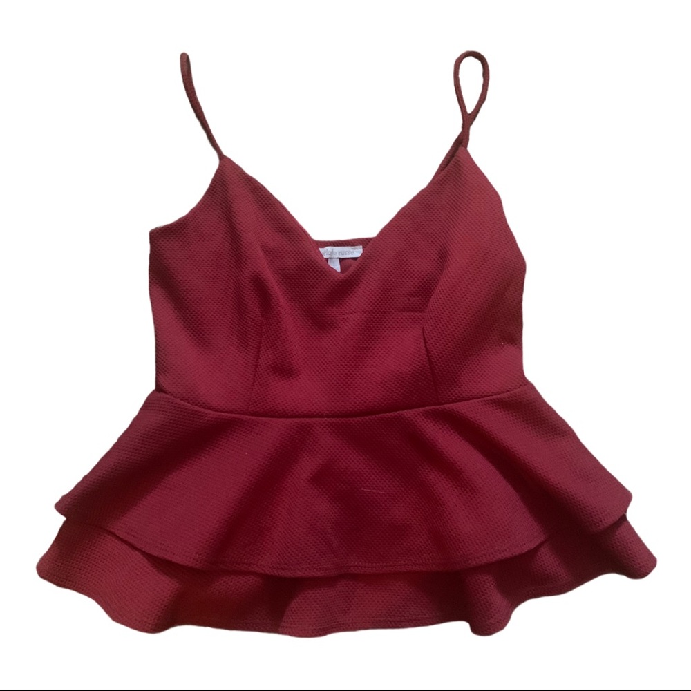 Burgundy peplum tank top